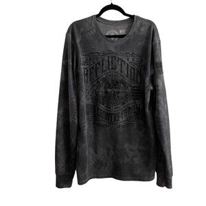 Affliction Chris Kyle Live Fast Men SZ 2XL Gray Long Sleeve Waffle Knit Shirt